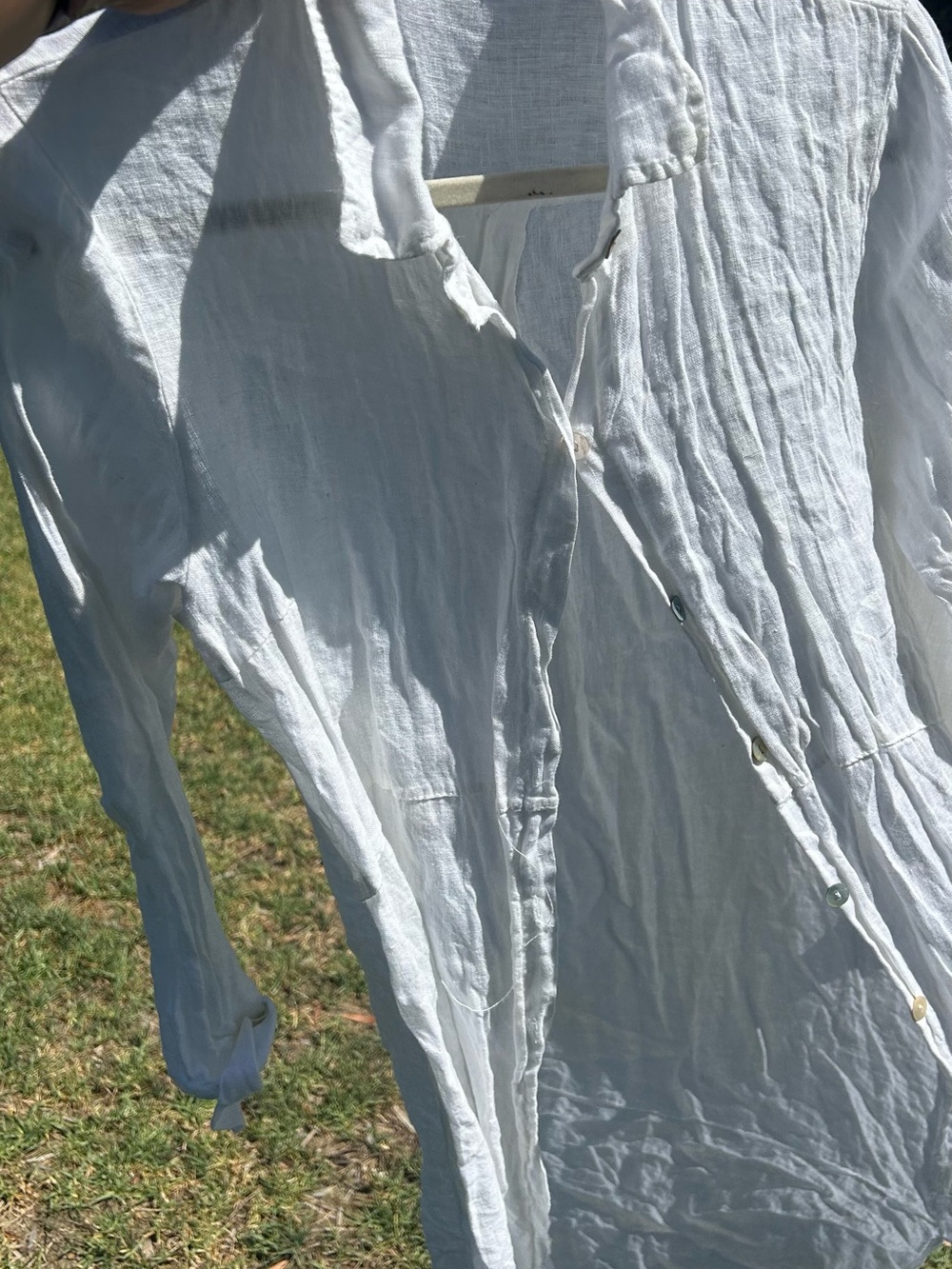 NT by Ana Made in Italy 100% Linen White Button-Down Dress